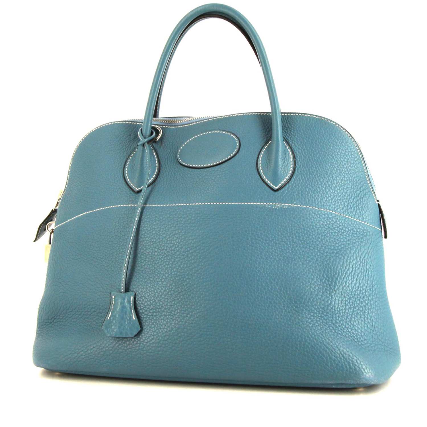 Hermès Bolide 35 cm Handbag in Blue Jean Leather Taurillon Clémence