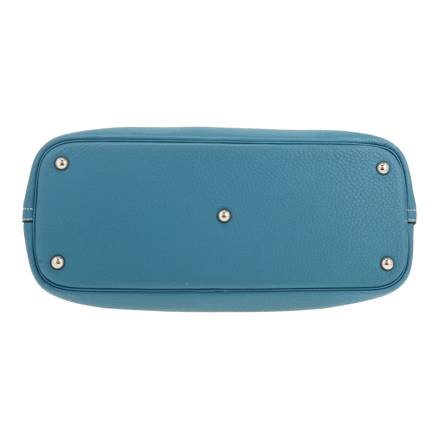 Bolso de mano Hermès Bolide 35 cm en cuero taurillon clémence azul - Detail D1