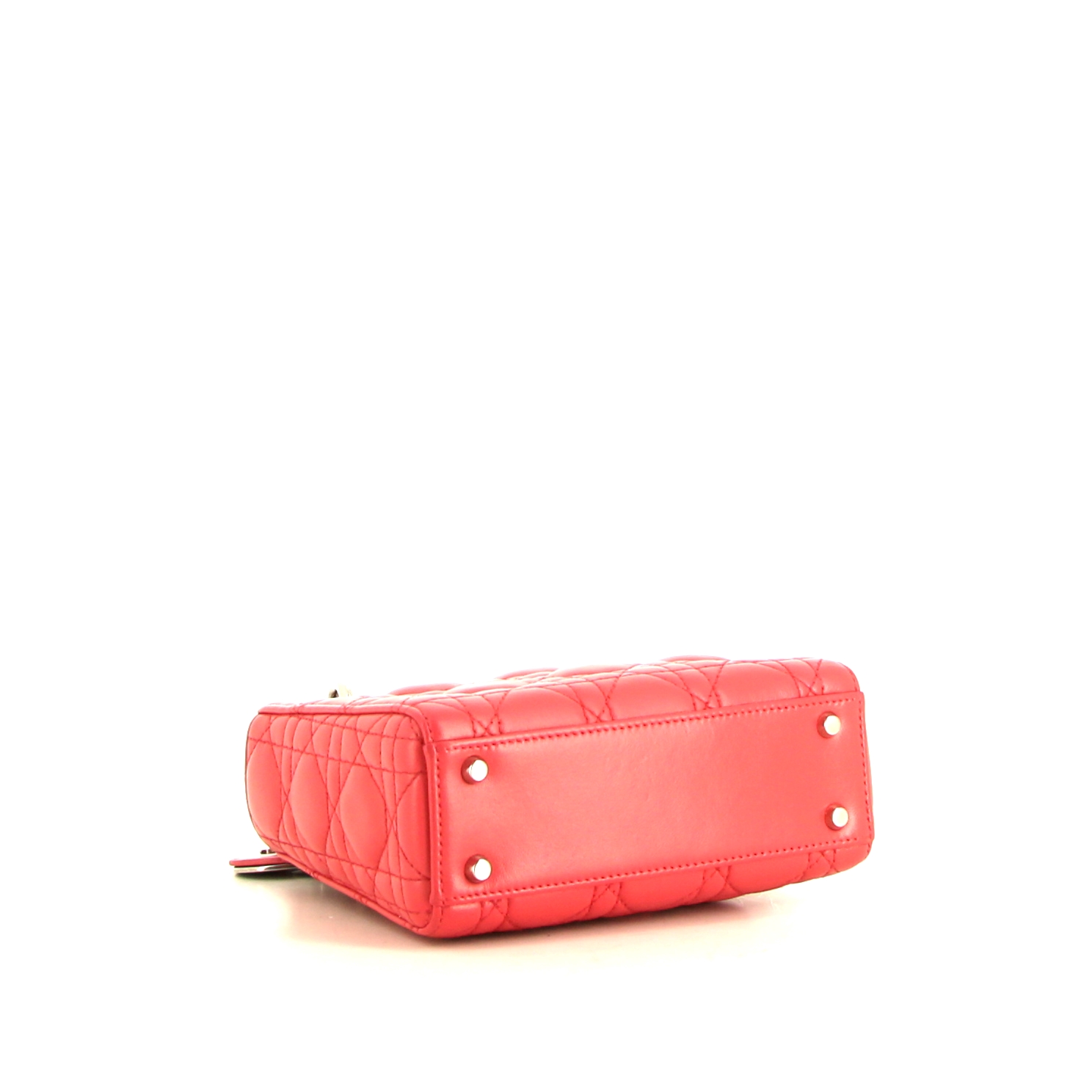 Borsa Dior Lady Dior mini in pelle cannage rosa - Detail D5