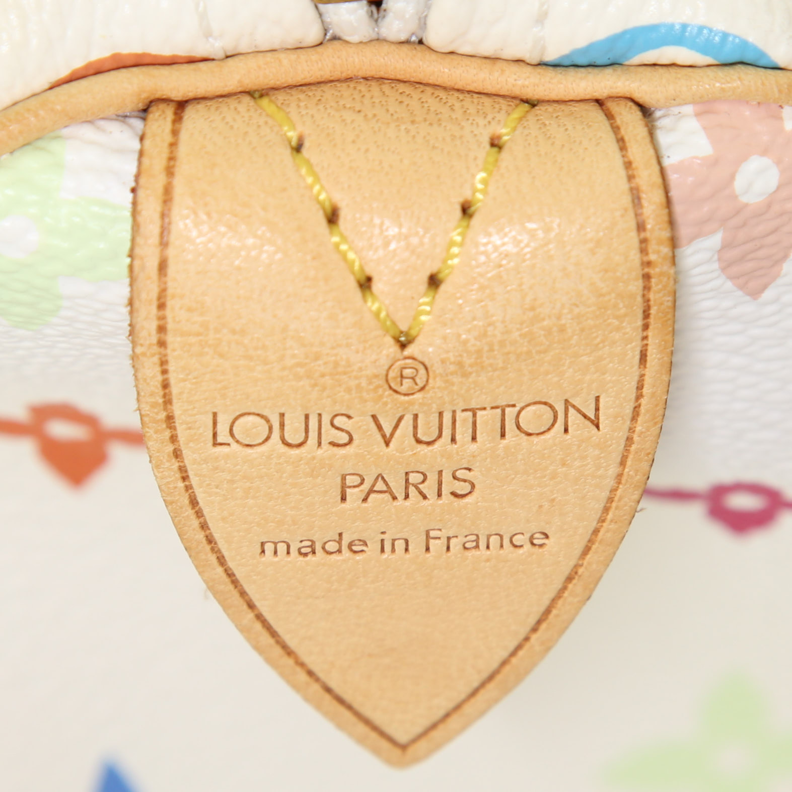 Louis Vuitton Speedy Editions Limitées handbag in multicolor and white monogram canvas and natural leather - Detail D3