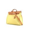 Hermès Herbag shoulder bag in Natural leather and yellow canvas - 00pp thumbnail