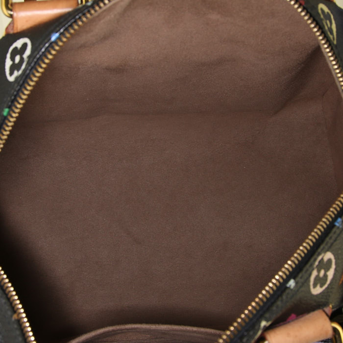 Sac à main Louis Vuitton  Speedy Editions Limitées en toile monogram multicolore et noire et cuir naturel - Detail D2