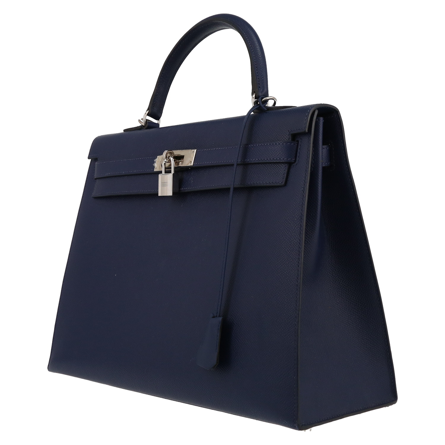 Bolso de mano Hermès  Kelly 35 cm en cuero epsom azul Zafiro - Detail D3