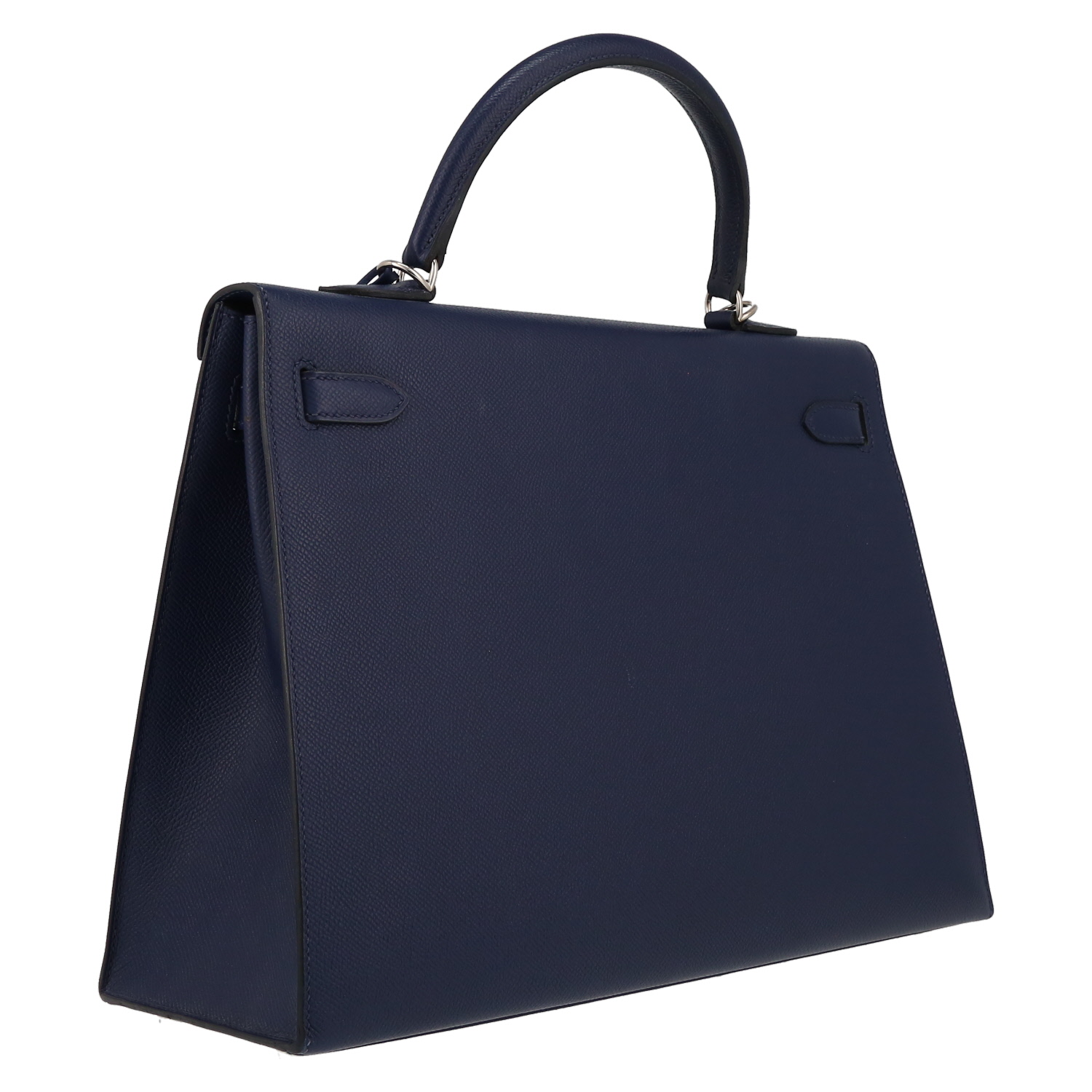 Bolso de mano Hermès  Kelly 35 cm en cuero epsom azul Zafiro - Detail D6