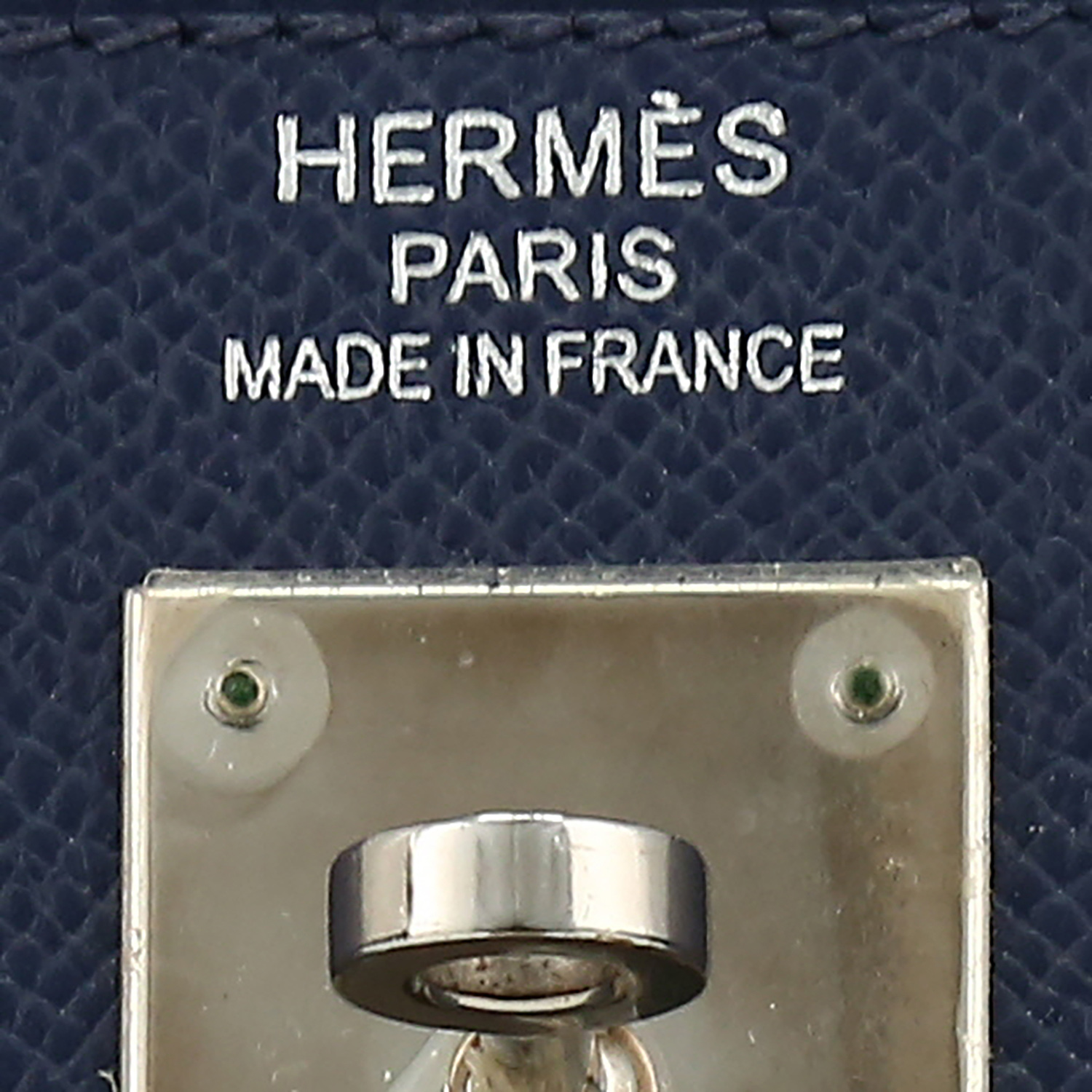 Bolso de mano Hermès  Kelly 35 cm en cuero epsom azul Zafiro - Detail D9
