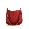Hermes Evelyne medium size shoulder bag in red grained leather - 360 thumbnail