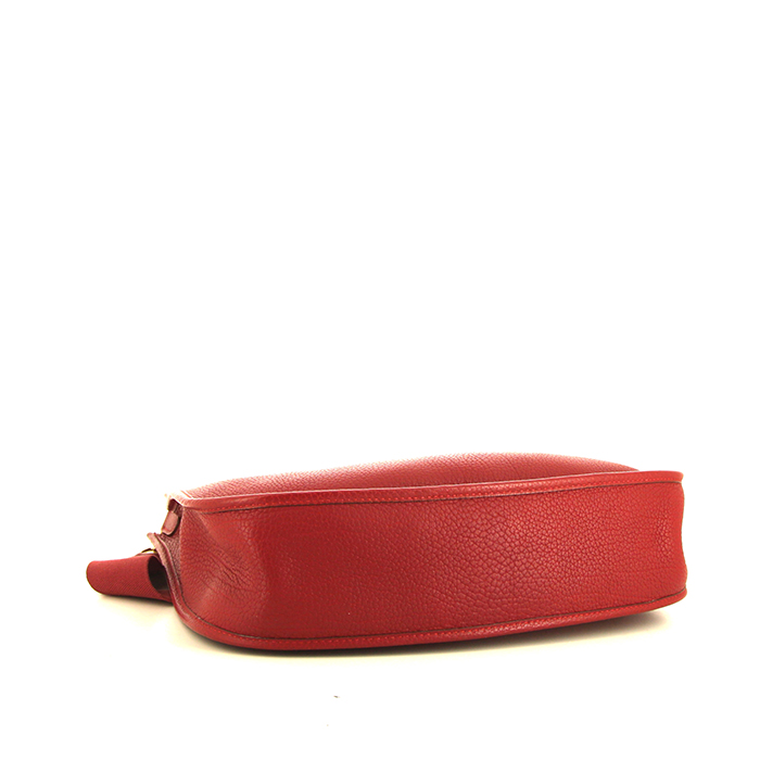 Hermes Evelyne medium size shoulder bag in red grained leather - Detail D4