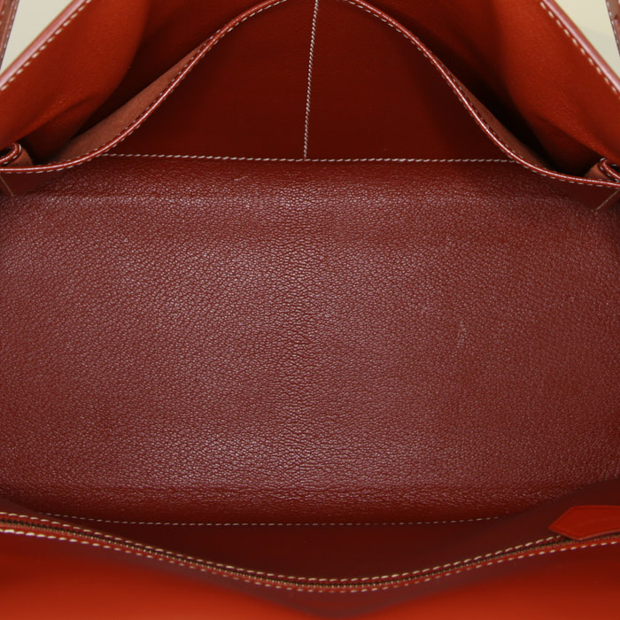 Borsa Hermès Kelly 28 cm in pelle box rosso mattone - Detail D3