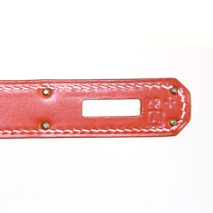 Hermès Kelly 28 cm handbag in brick red box leather - Detail D5