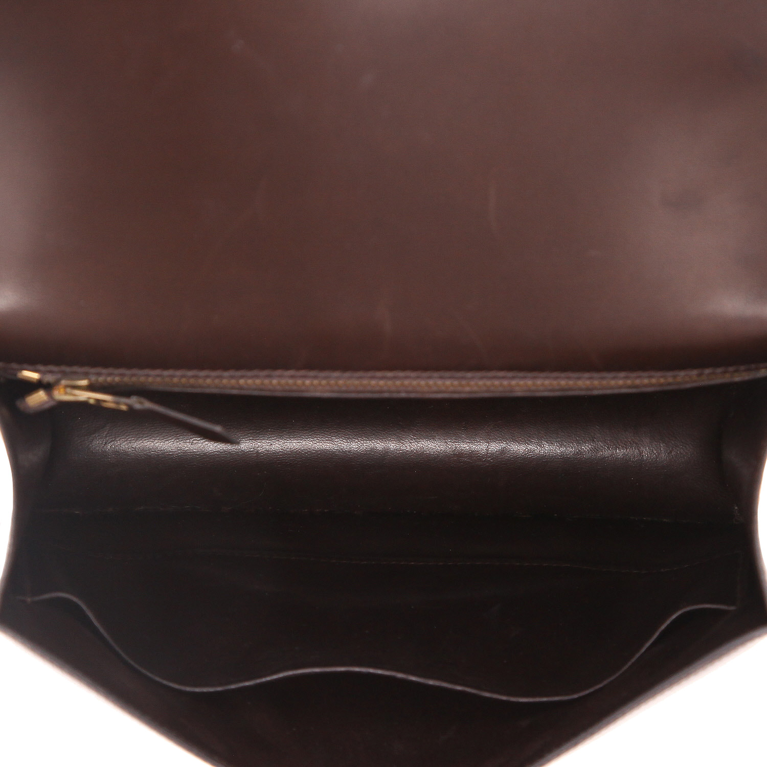Borsa Hermes Hermes Constance in pelle box marrone cioccolato e smalto marrone - Detail D3