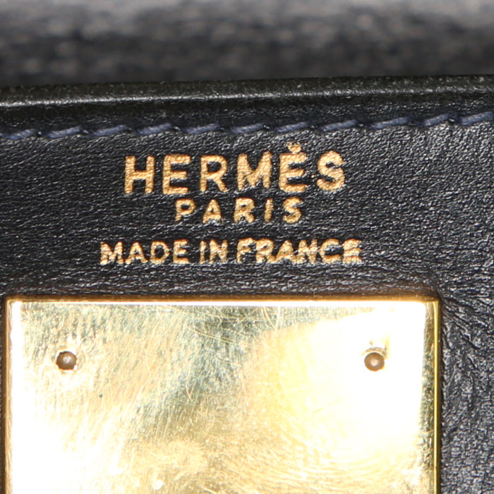 Hermès Kelly 28 cm handbag in blue box leather - Detail D4