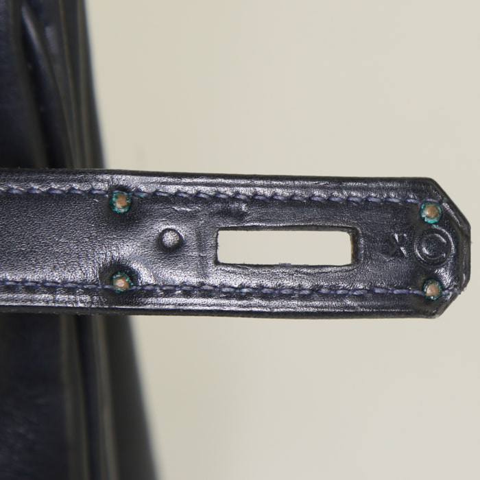 Sac à main Hermès Kelly 28 cm en cuir box bleu - Detail D5