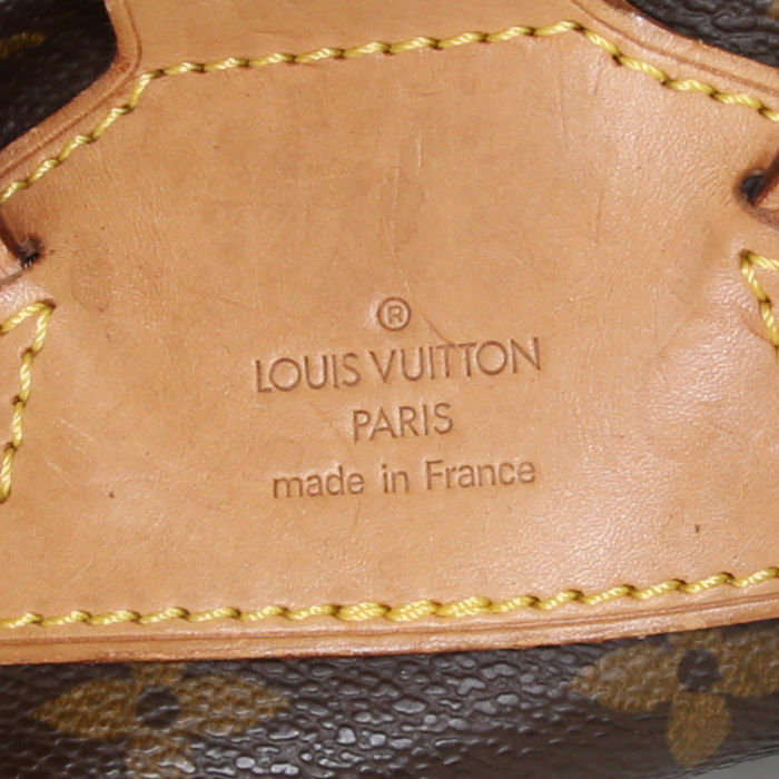 Sac à dos Louis Vuitton Montsouris en toile monogram marron et cuir naturel - Detail D3