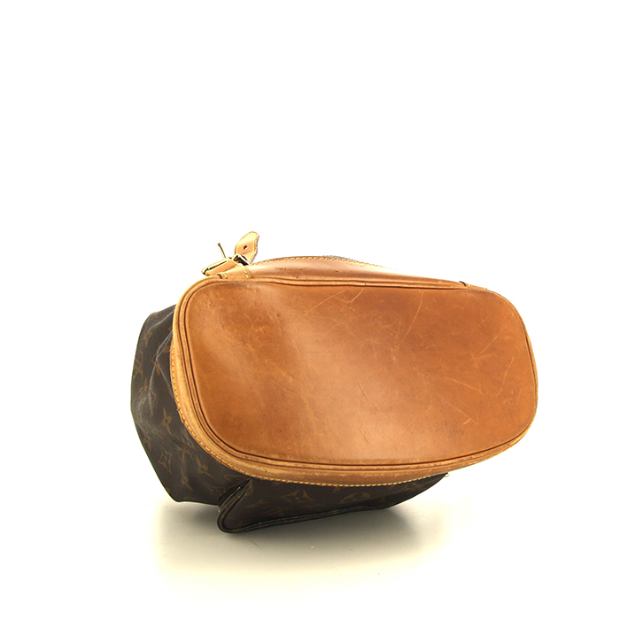 Zaino Louis Vuitton Montsouris in tela monogram marrone e pelle naturale - Detail D4