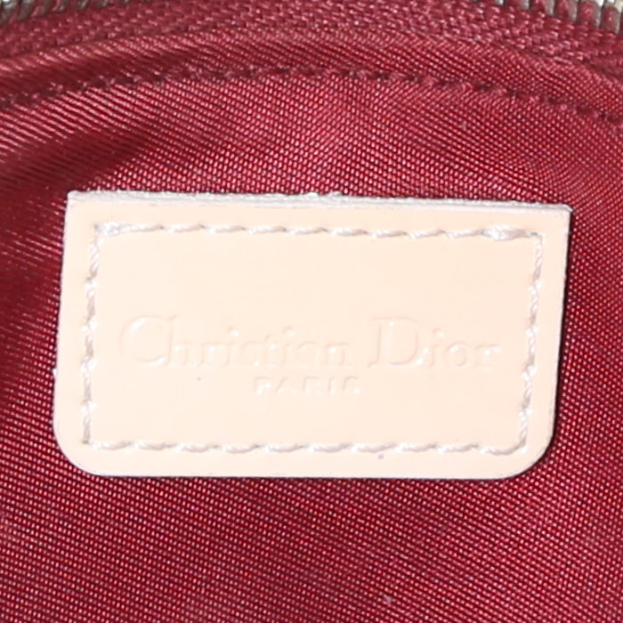 Bolsito de mano Dior Pochette Saddle en lona Monogram color burdeos y cuero blanco - Detail D3