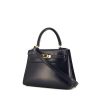 Hermès Kelly 20 cm handbag in navy blue box leather - 00pp thumbnail