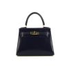 Hermès Kelly 20 cm handbag in navy blue box leather - 360 thumbnail