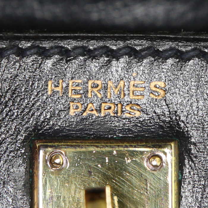 Hermès Kelly 20 cm handbag in navy blue box leather - Detail D4