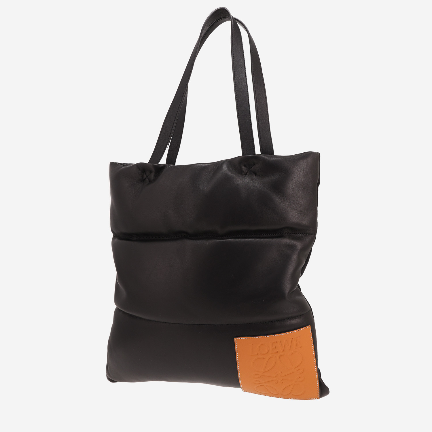 Loewe Yago Puffy shopping bag in black quilted leather