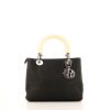 Dior Lady Dior medium model handbag in black canvas - 360 thumbnail
