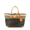 Prada handbag in khaki, beige and brown raphia and beige leather - 360 thumbnail