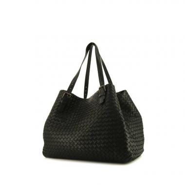 Bolso Cabás Bottega Veneta Cabat en cuero trenzado negro