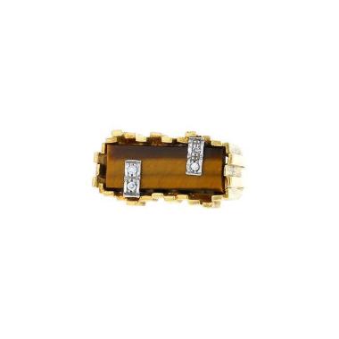 Anello Vintage in oro giallo,  platino
