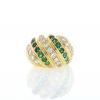 Vintage 1960's boule ring in yellow gold,  diamonds and emerald - 360 thumbnail