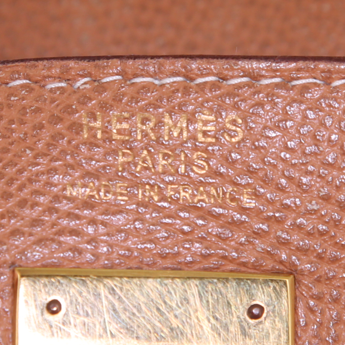 Sac à main Hermes Kelly 40 cm en cuir Courchevel gold - Detail D4