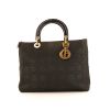 Dior Lady Dior large model handbag in brown canvas cannage - 360 thumbnail