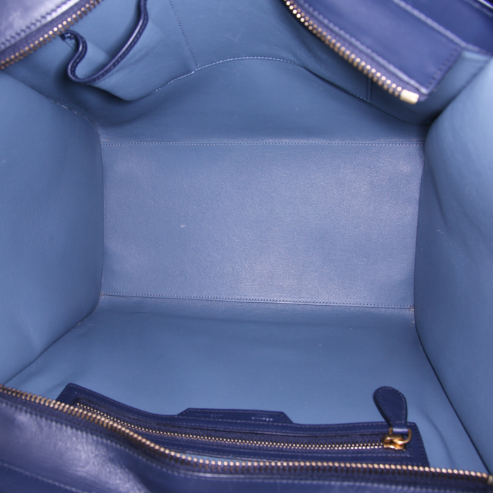 Celine Luggage handbag in tricolor, red, orange and black leather - Detail D2