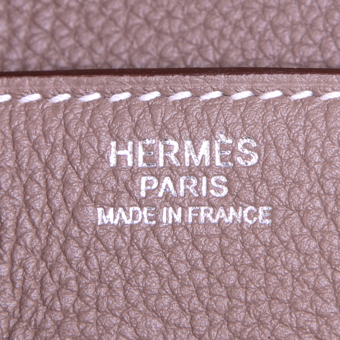 Bolso de mano Hermes Birkin 30 cm en cuero togo marrón etoupe - Detail D3