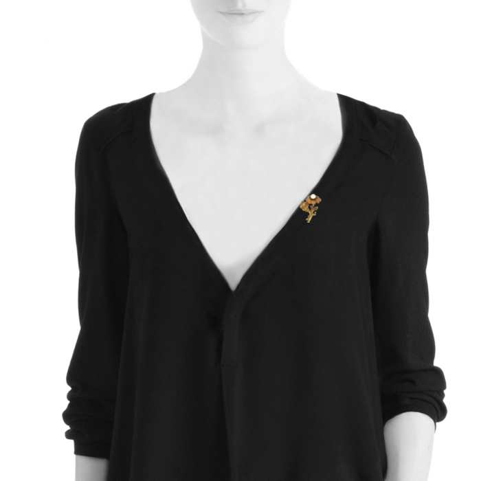 Broche Buccellati en or jaune et perle - Detail D1