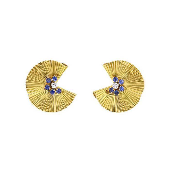 1940'S Earrings For Non Pierced Ears In Yellow Gold, Diamonds