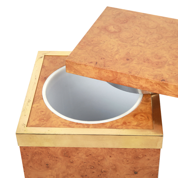 Gabriella Crespi, Ice bucket, in burl wood veneer and brass, signed, from the 1970's - Detail D1
