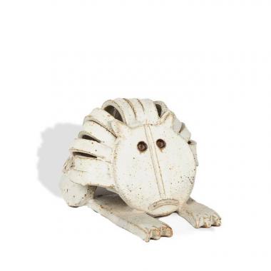 Bruno Gambone, "Lion", sculpture in glazed stoneware, signed, from the 1970/80's