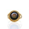 Vintage 1980's ring in 14 carats yellow gold, onyx and semi-precious stones - 360 thumbnail
