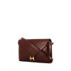 Hermes Lydie handbag/clutch in burgundy box leather - 00pp thumbnail