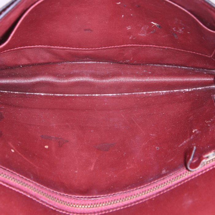 Bolso/bolsito Hermes Lydie en cuero box color burdeos - Detail D2