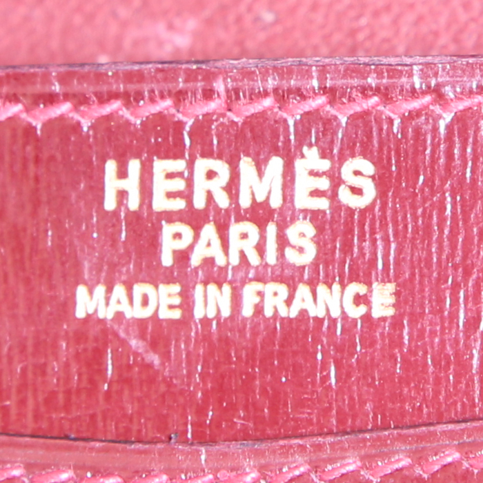Bolso/bolsito Hermes Lydie en cuero box color burdeos - Detail D3