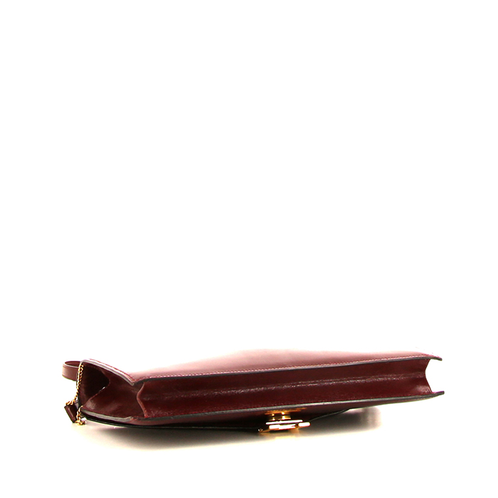 Borsa/pochette Hermes Lydie in pelle box bordeaux - Detail D4