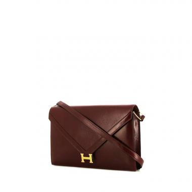 Sac/pochette Hermes Lydie en cuir box bordeaux