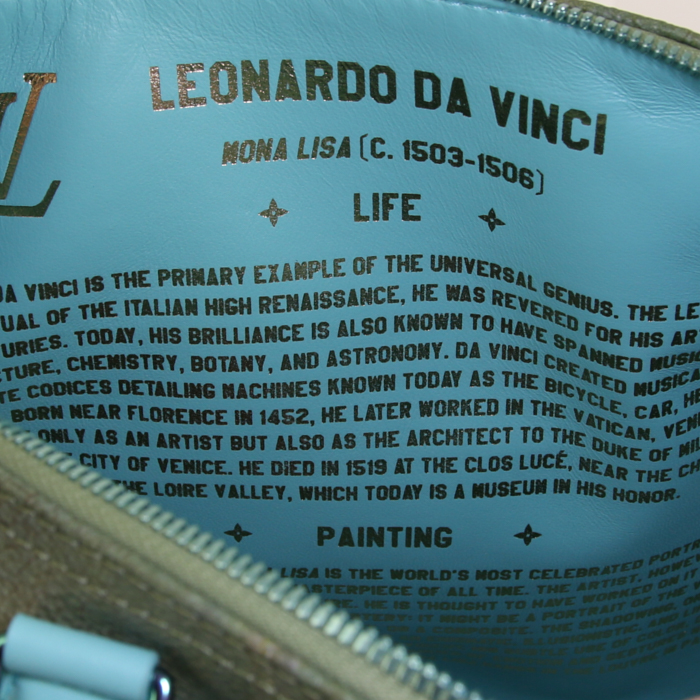 Sac à main Louis Vuitton Speedy Editions Limitées en toile imprimée beige et cuir turquoise - Detail D3