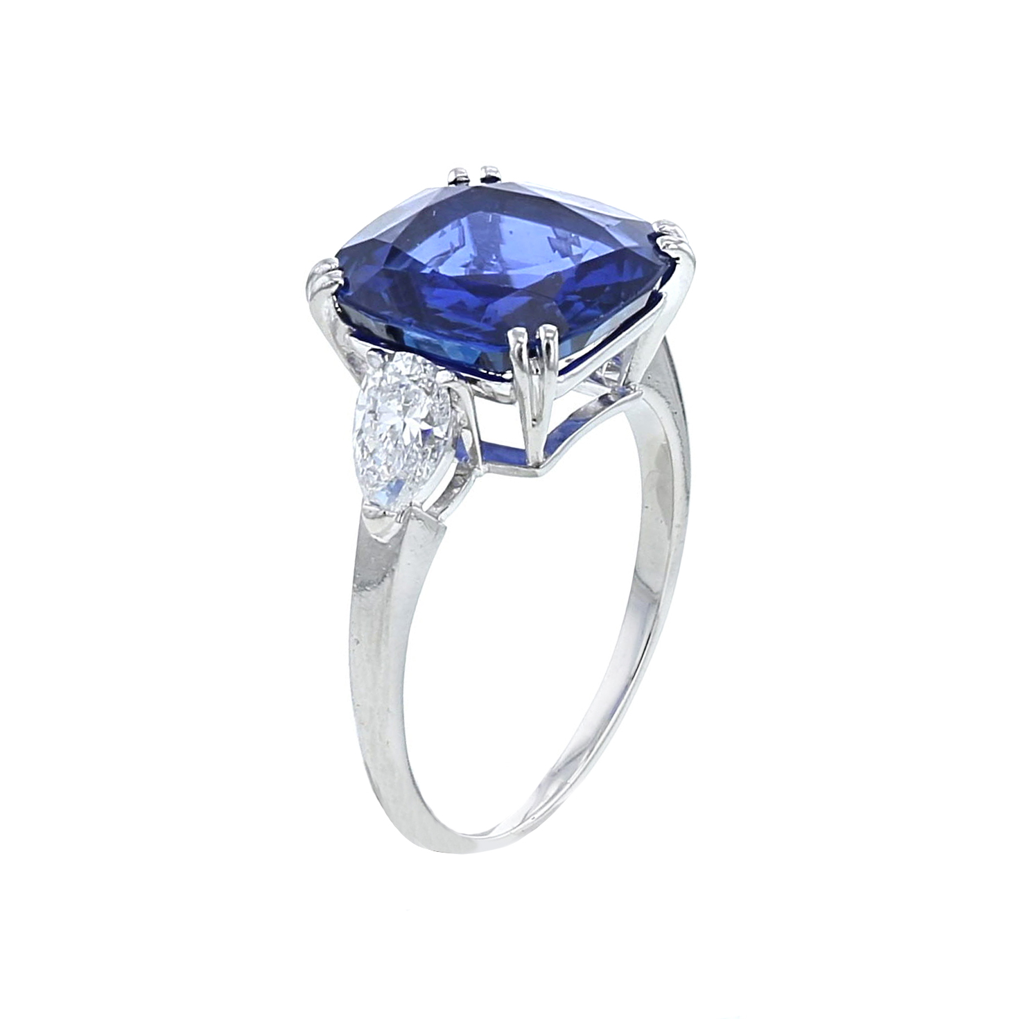 Bague en platine, diamants et saphir de Ceylan non chauffé (4.89 carats) - Detail D3