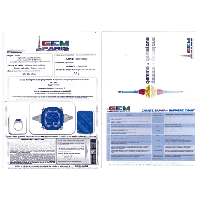 Anello in platino,  diamanti e zaffiro Ceylon non riscaldato - Detail D5