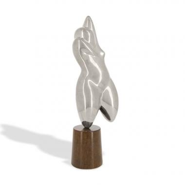 Man Ray, Sculpture petite "Herma", en métal argenté poli sur un socle bois, édition Artcurial, signée et numérotée, modèle créé en 1975
