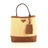 Prada handbag in brown leather and raphia - 360 thumbnail