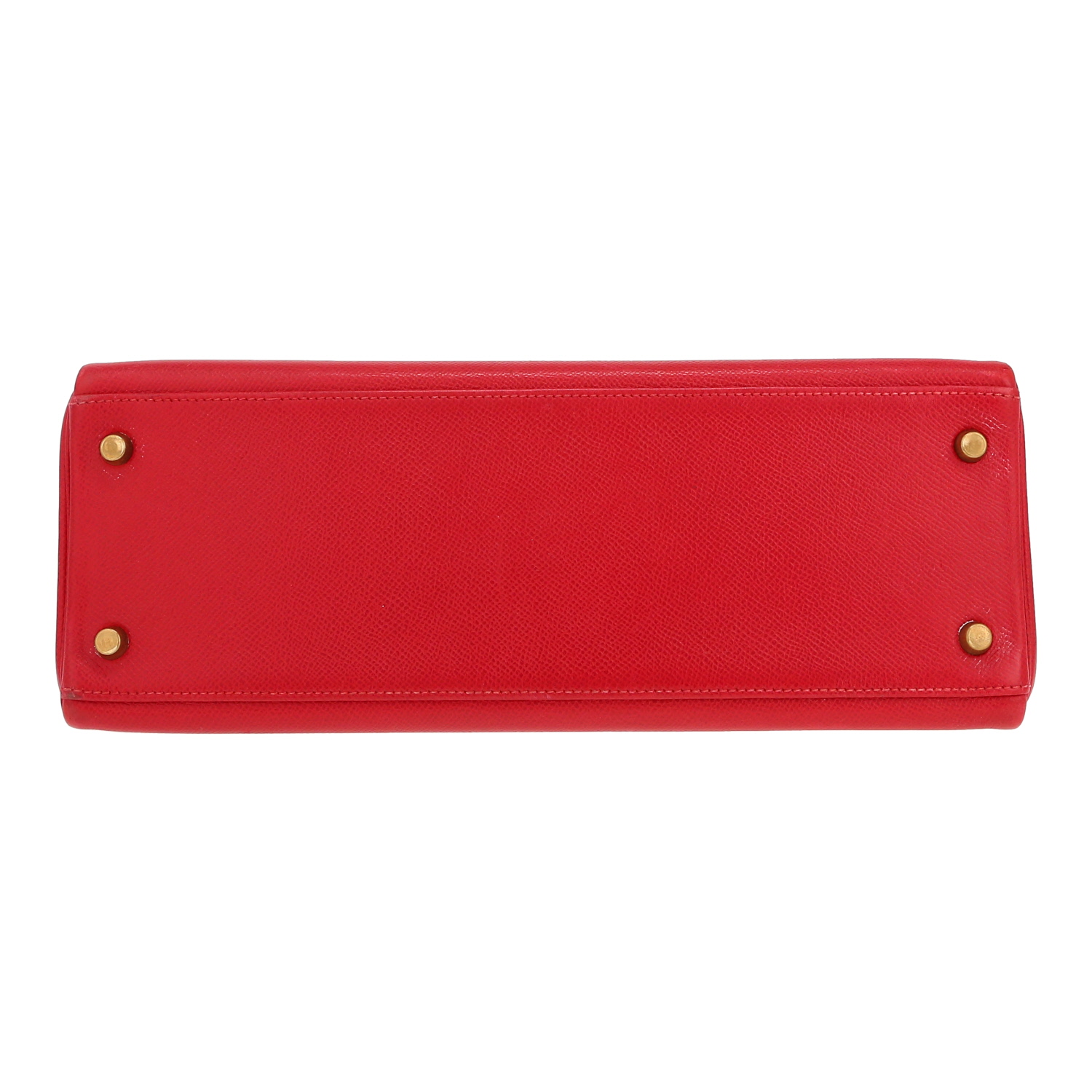 Bolso de mano Hermes Kelly 32 cm en cuero Courchevel rojo - Detail D1
