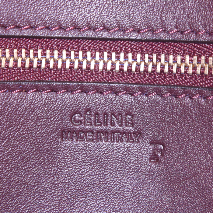 Bolso de mano Celine Tie Bag en cuero liso color berenjena - Detail D3
