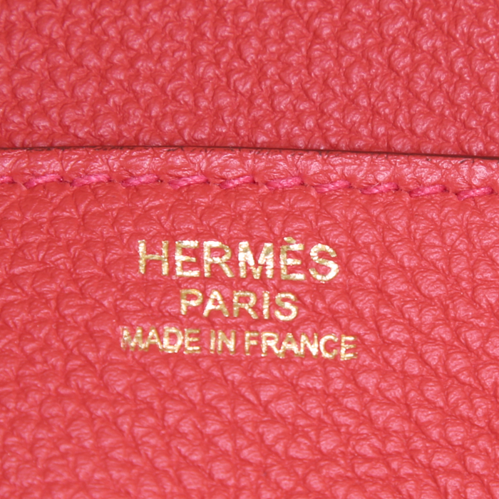 Sac à main Hermes Birkin 30 cm en cuir togo rouge Geranium - Detail D3